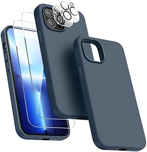 Dssairo [5 ב 1 עבור מארז ה- iPhone 13 Pro, עם מגן מסך 2 חבילות + 2 מגן עדשות מצלמה, נוזל סיליקון נוזלי דק -זעזועים מארז טלפון מגן [רירית